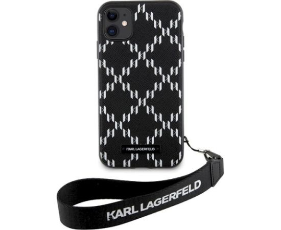 Karl Lagerfeld KLHCN61SAKLMBSK Aizsargapvalks priekš iPhone 11/Xr 6.1" Monogram Losange Saffiano / melns Neoriģinālie Maciņi