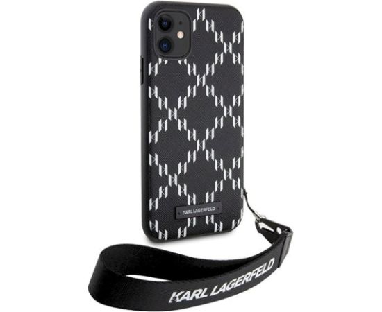 Karl Lagerfeld KLHCN61SAKLMBSK Aizsargapvalks priekš iPhone 11/Xr 6.1" Monogram Losange Saffiano / melns Neoriģinālie Maciņi