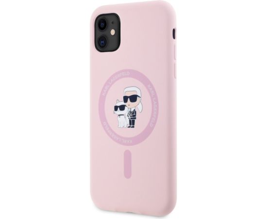 Karl Lagerfeld Silicone Karl&Choupette MagSafe Case Aizsargapvalks priekš iPhone 11 / rozā Neoriģinālie Maciņi