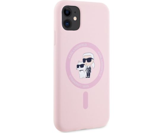 Karl Lagerfeld Silicone Karl&Choupette MagSafe Case Aizsargapvalks priekš iPhone 11 / rozā Neoriģinālie Maciņi