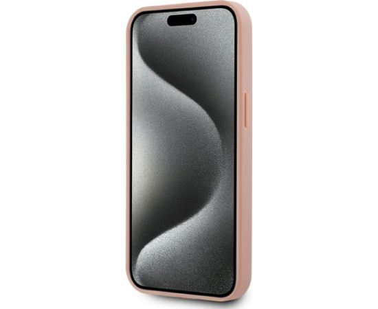 Karl Lagerfeld Leather Monogram Metal Logo MagSafe Aizsargapvalks priekš iPhone 15 / rozā Neoriģinālie Maciņi