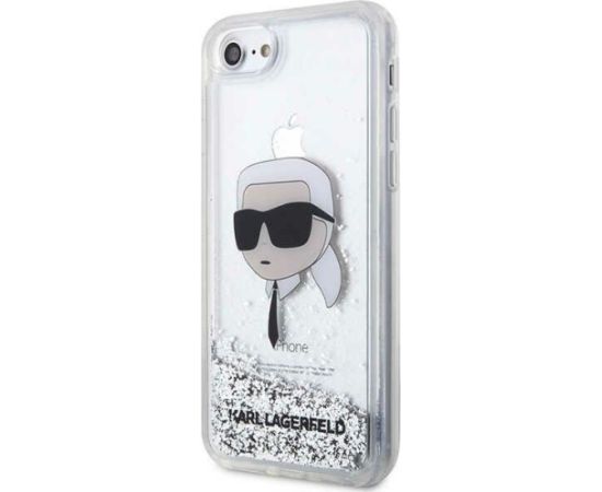 Karl Lagerfeld KLHCI8LNKHCH Hardcase Glitter Karl Head Aizsargapvalks priekš iPhone 7/8/SE 2020 / SE 2022 / sudraba Neoriģinālie Maciņi