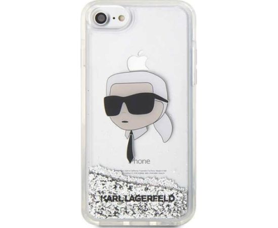 Karl Lagerfeld KLHCI8LNKHCH Hardcase Glitter Karl Head Aizsargapvalks priekš iPhone 7/8/SE 2020 / SE 2022 / sudraba Neoriģinālie Maciņi