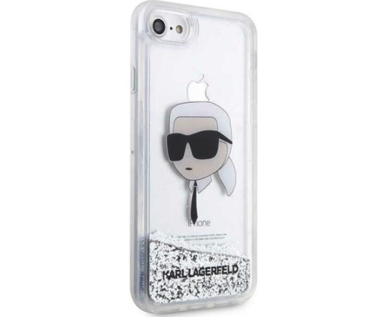 Karl Lagerfeld KLHCI8LNKHCH Hardcase Glitter Karl Head Aizsargapvalks priekš iPhone 7/8/SE 2020 / SE 2022 / sudraba Neoriģinālie Maciņi