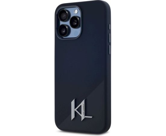 Karl Lagerfeld Silicone Shadow Metal Initial MagSafe Aizsargapvalks priekš iPhone 15 Pro / melns Neoriģinālie Maciņi