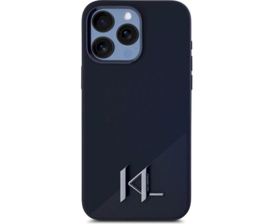 Karl Lagerfeld Silicone Shadow Metal Initial MagSafe Aizsargapvalks priekš iPhone 15 Pro / melns Neoriģinālie Maciņi