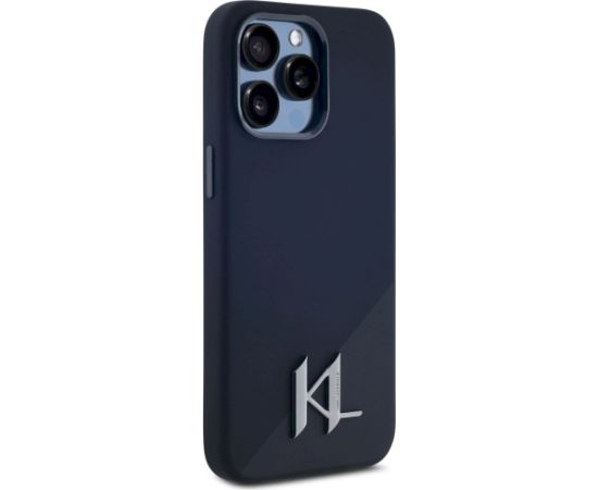 Karl Lagerfeld Silicone Shadow Metal Initial MagSafe Aizsargapvalks priekš iPhone 15 Pro / melns Neoriģinālie Maciņi