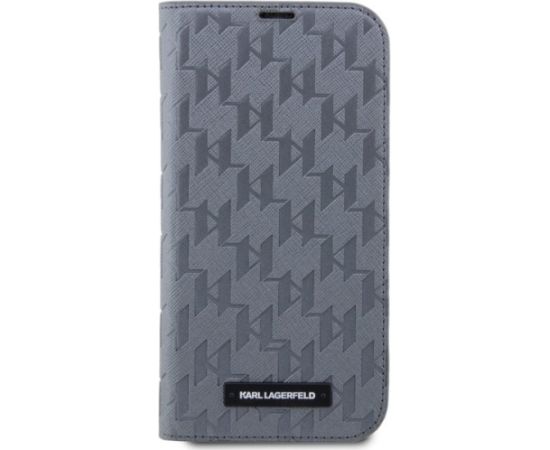 Karl Lagerfeld KLBKP14XSAKLHPG Saffiano Monogram Book Case Aizsargapvalks priekš iPhone 14 Pro Max 6.7" / sudraba Neoriģinālie Maciņi