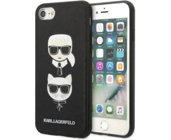 Karl Lagerfeld KLHCI8SAKICKCBK Hardcase Saffiano Karl&Cho Aizsargapvalks priekš iPhone 7/8 / SE 2020 / SE 2022 / melns Neoriģinālie Maciņi