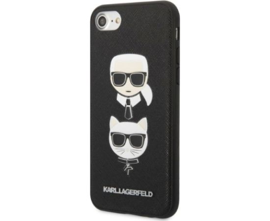 Karl Lagerfeld KLHCI8SAKICKCBK Hardcase Saffiano Karl&Cho Aizsargapvalks priekš iPhone 7/8 / SE 2020 / SE 2022 / melns Neoriģinālie Maciņi