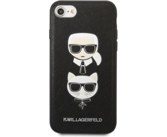 Karl Lagerfeld KLHCI8SAKICKCBK Hardcase Saffiano Karl&Cho Aizsargapvalks priekš iPhone 7/8 / SE 2020 / SE 2022 / melns Neoriģinālie Maciņi