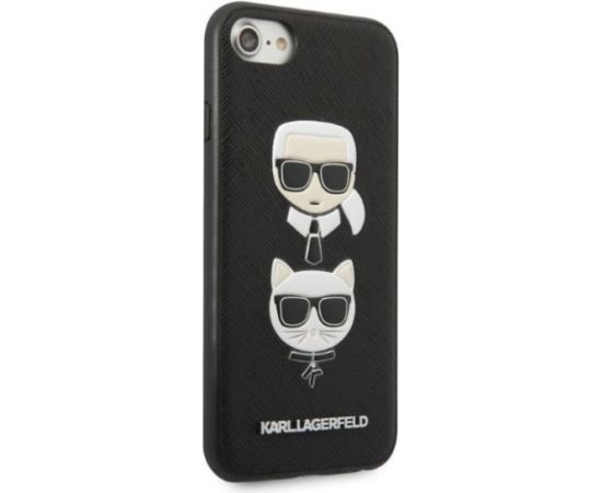 Karl Lagerfeld KLHCI8SAKICKCBK Hardcase Saffiano Karl&Cho Aizsargapvalks priekš iPhone 7/8 / SE 2020 / SE 2022 / melns Neoriģinālie Maciņi