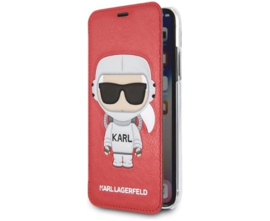 Karl Lagerfeld KLFLBKPXKSCORE Karl Space Cosmonaut Planšetdatoru maciņš priekš iPhone X/XS / sarkans Neoriģinālie Maciņi