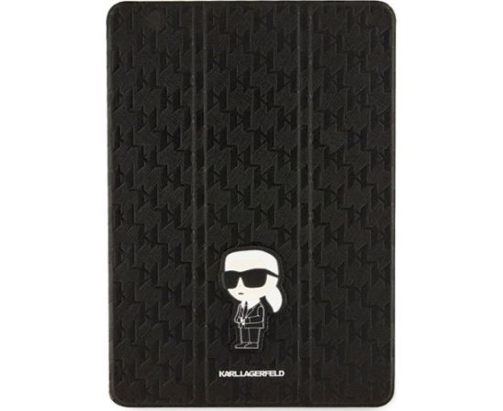 Karl Lagerfeld KLFC10SAKHPKK Aizsargapvalks priekš iPad 10.2" Folio Magnet Allover Cover Saffiano Monogram Iko / melns Maki Planšetdatoriem