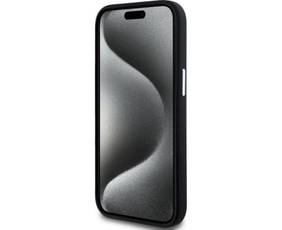 Karl Lagerfeld Silicone Metal Script Logo Case Aizsargapvalks priekš iPhone 15 / melns Neoriģinālie Maciņi