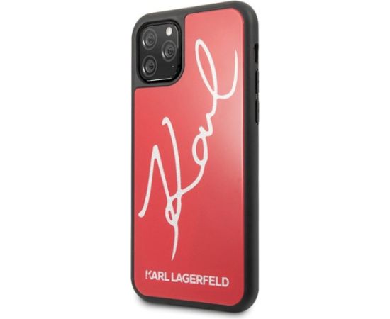 Karl Lagerfeld KLHCN58DLKSRE Signature Glitter Aizsargapvalks priekš iPhone 11 Pro / sarkans Neoriģinālie Maciņi