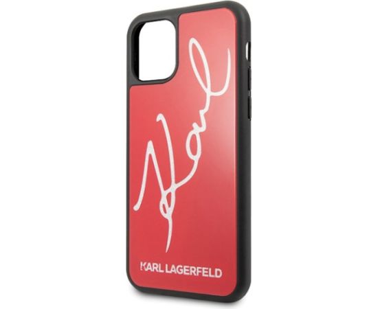 Karl Lagerfeld KLHCN58DLKSRE Signature Glitter Aizsargapvalks priekš iPhone 11 Pro / sarkans Neoriģinālie Maciņi