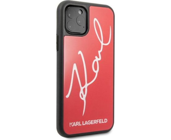 Karl Lagerfeld KLHCN58DLKSRE Signature Glitter Aizsargapvalks priekš iPhone 11 Pro / sarkans Neoriģinālie Maciņi