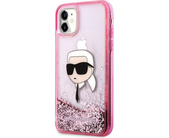Karl Lagerfeld KLHCN61LNKHCP Hardcase Glitter Karl Head Aizsargapvalks priekš iPhone 11/XR / rozā Neoriģinālie Maciņi