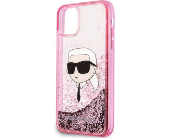 Karl Lagerfeld KLHCN61LNKHCP Hardcase Glitter Karl Head Aizsargapvalks priekš iPhone 11/XR / rozā Neoriģinālie Maciņi