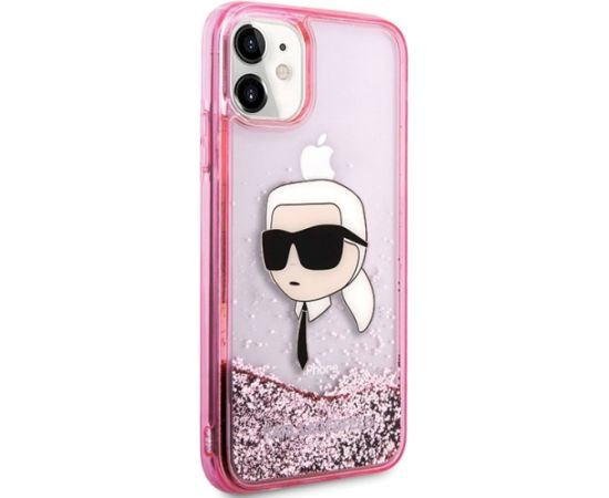 Karl Lagerfeld KLHCN61LNKHCP Hardcase Glitter Karl Head Aizsargapvalks priekš iPhone 11/XR / rozā Neoriģinālie Maciņi