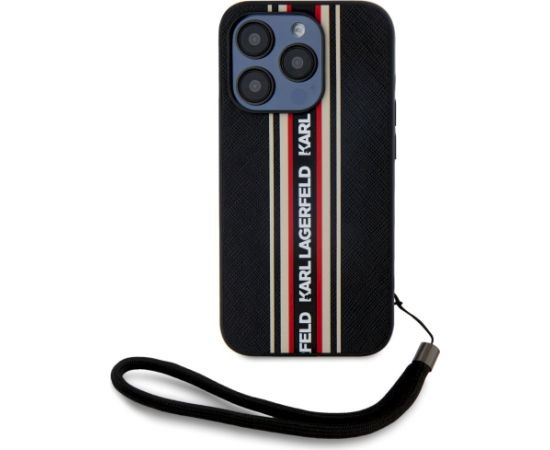 Karl Lagerfeld Saffiano Athleisure Stripes Cord Aizsargapvalks priekš iPhone 15 Pro Max / sarkans Neoriģinālie Maciņi