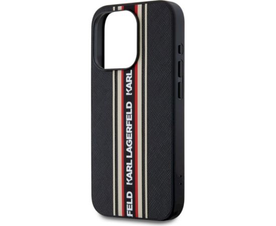 Karl Lagerfeld Saffiano Athleisure Stripes Cord Aizsargapvalks priekš iPhone 15 Pro Max / sarkans Neoriģinālie Maciņi