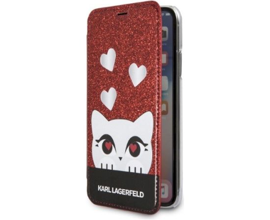 Karl Lagerfeld KLFLBKPXVDCRE Aizsargapvalks priekš iPhone X/XS / sarkans Neoriģinālie Maciņi