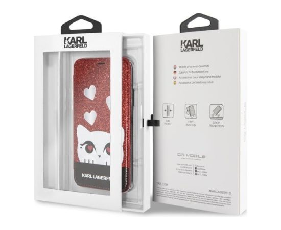 Karl Lagerfeld KLFLBKPXVDCRE Aizsargapvalks priekš iPhone X/XS / sarkans Neoriģinālie Maciņi