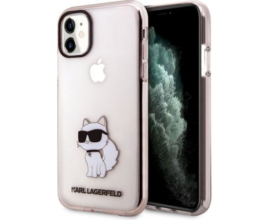 Karl Lagerfeld KLHCN61HNCHTCP Ikonik Choupette Aizsargapvalks priekš iPhone 11/Xr 6,1" / rozā Neoriģinālie Maciņi