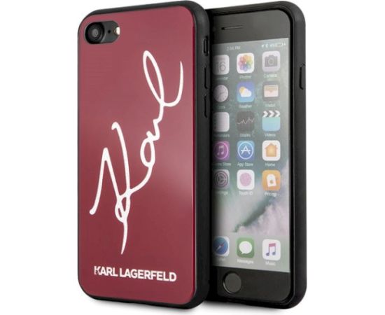 Karl Lagerfeld KLHCI8DLKSRE Hard Case Signature Glitter Aizsargapvalks priekš iPhone 7/8/SE 2020 / SE 2022 / sarkans Neoriģinālie Maciņi