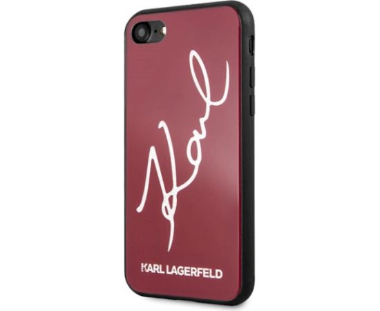 Karl Lagerfeld KLHCI8DLKSRE Hard Case Signature Glitter Aizsargapvalks priekš iPhone 7/8/SE 2020 / SE 2022 / sarkans Neoriģinālie Maciņi