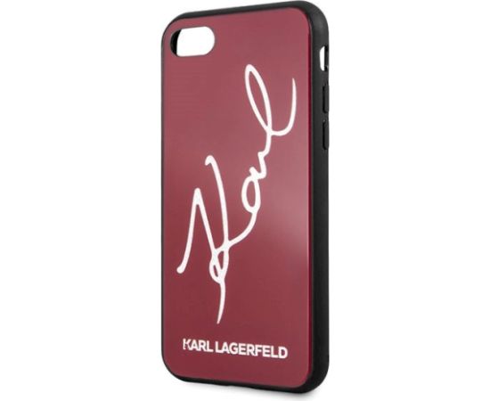 Karl Lagerfeld KLHCI8DLKSRE Hard Case Signature Glitter Aizsargapvalks priekš iPhone 7/8/SE 2020 / SE 2022 / sarkans Neoriģinālie Maciņi