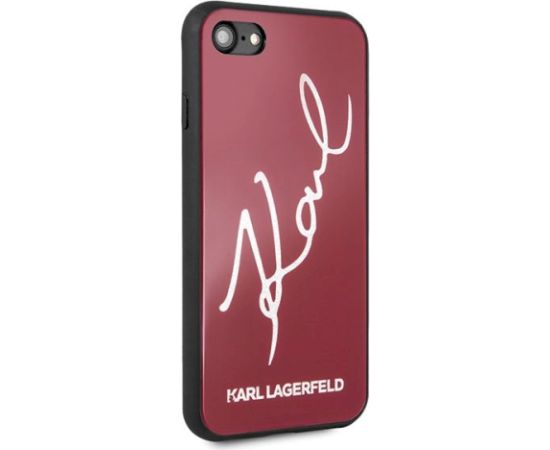 Karl Lagerfeld KLHCI8DLKSRE Hard Case Signature Glitter Aizsargapvalks priekš iPhone 7/8/SE 2020 / SE 2022 / sarkans Neoriģinālie Maciņi