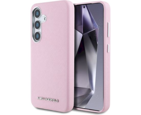 Karl Lagerfeld Saffiano Full Wrapped Elongated Metal Logo MagSafe Aizsargapvalks priekš Samsung Galaxy S25 Neoriģinālie Maciņi