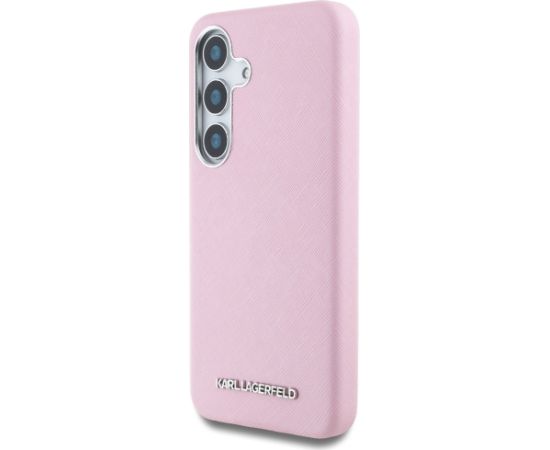Karl Lagerfeld Saffiano Full Wrapped Elongated Metal Logo MagSafe Aizsargapvalks priekš Samsung Galaxy S25 Neoriģinālie Maciņi