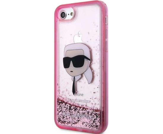 Karl Lagerfeld KLHCI8LNKHCP Hardcase Glitter Karl Head Aizsargapvalks priekš iPhone 7/8/SE 2020 / SE 2022 / rozā Neoriģinālie Maciņi