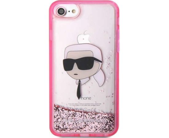 Karl Lagerfeld KLHCI8LNKHCP Hardcase Glitter Karl Head Aizsargapvalks priekš iPhone 7/8/SE 2020 / SE 2022 / rozā Neoriģinālie Maciņi