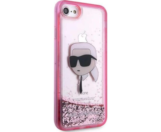 Karl Lagerfeld KLHCI8LNKHCP Hardcase Glitter Karl Head Aizsargapvalks priekš iPhone 7/8/SE 2020 / SE 2022 / rozā Neoriģinālie Maciņi