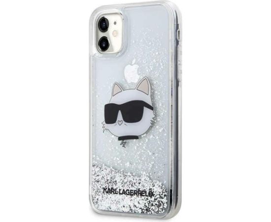 Karl Lagerfeld KLHCN61LNCHCS Aizsargapvalks priekš Glitter Choupette Head iPhone 11/XR / sudraba Neoriģinālie Maciņi
