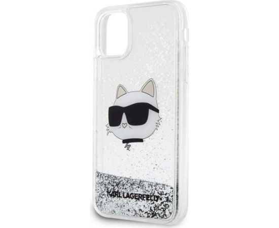 Karl Lagerfeld KLHCN61LNCHCS Aizsargapvalks priekš Glitter Choupette Head iPhone 11/XR / sudraba Neoriģinālie Maciņi