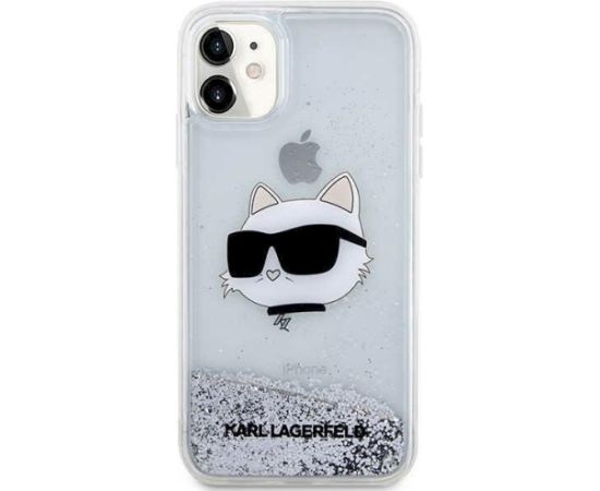 Karl Lagerfeld KLHCN61LNCHCS Aizsargapvalks priekš Glitter Choupette Head iPhone 11/XR / sudraba Neoriģinālie Maciņi