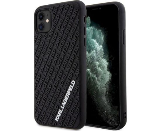 Karl Lagerfeld KLHCN613DMKRLK Aizsargapvalks priekš iPhone 11/Xr 6.1" Hardcase 3D Rubber Multi Logo / melns Neoriģinālie Maciņi
