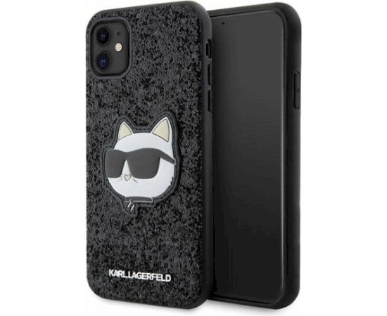 Karl Lagerfeld KLHCN61G2CPK Hardcase Glitter Choupette Patch Aizsargapvalks priekš iPhone 11 / Xr 6.1" / melns Neoriģinālie Maciņi