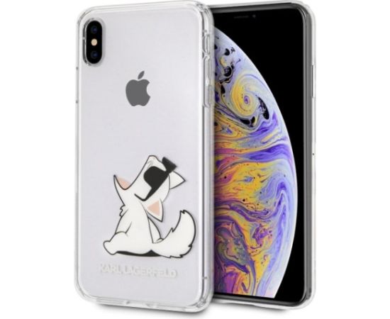 Karl Lagerfeld KLHCI65CFNRC Choupette Fun Aizsargapvalks priekš iPhone Xs Max / caurspīdīgs Neoriģinālie Maciņi