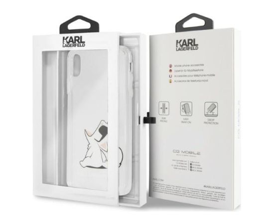 Karl Lagerfeld KLHCI65CFNRC Choupette Fun Aizsargapvalks priekš iPhone Xs Max / caurspīdīgs Neoriģinālie Maciņi