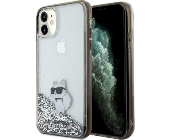 Karl Lagerfeld KLHCN61LKCNSK Liquid Glitter Choupette Aizsargapvalks priekš iPhone 11/Xr 6.1" / caurspīdīgs Neoriģinālie Maciņi
