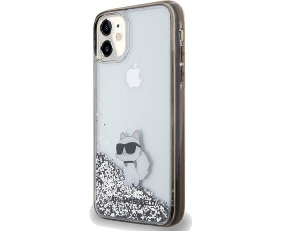 Karl Lagerfeld KLHCN61LKCNSK Liquid Glitter Choupette Aizsargapvalks priekš iPhone 11/Xr 6.1" / caurspīdīgs Neoriģinālie Maciņi