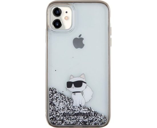 Karl Lagerfeld KLHCN61LKCNSK Liquid Glitter Choupette Aizsargapvalks priekš iPhone 11/Xr 6.1" / caurspīdīgs Neoriģinālie Maciņi