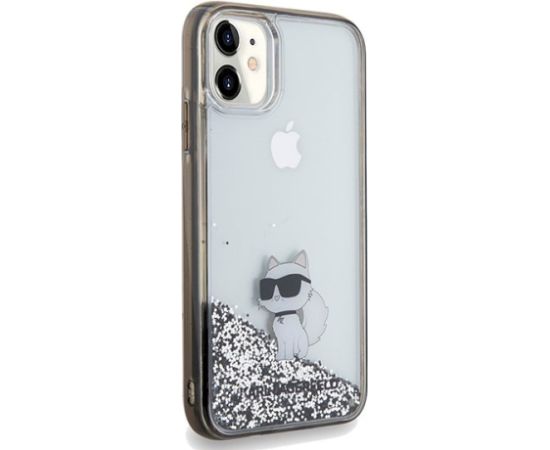 Karl Lagerfeld KLHCN61LKCNSK Liquid Glitter Choupette Aizsargapvalks priekš iPhone 11/Xr 6.1" / caurspīdīgs Neoriģinālie Maciņi